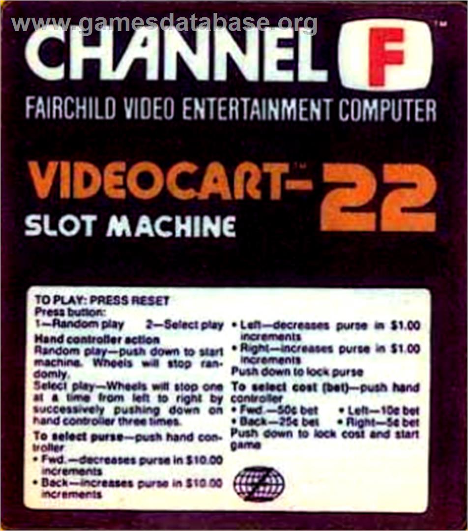 Videocart-22 - Slot Machine - Fairchild Channel F - Artwork - Cartridge Top
