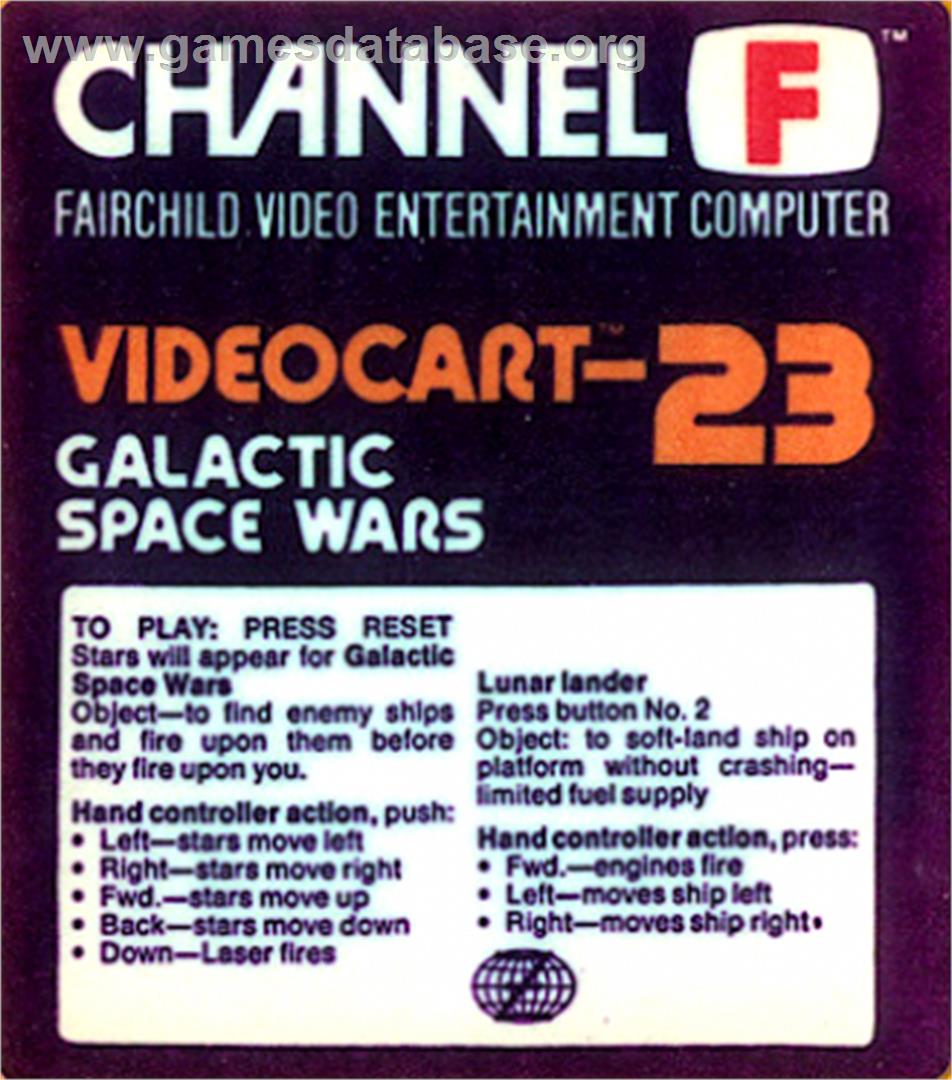 Videocart-23 - Galactic Space Wars - Fairchild Channel F - Artwork - Cartridge Top