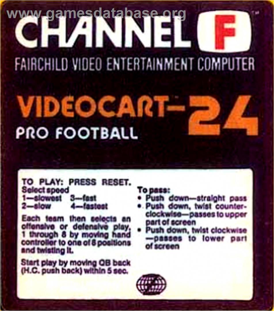 Videocart-24 - Pro Football - Fairchild Channel F - Artwork - Cartridge Top