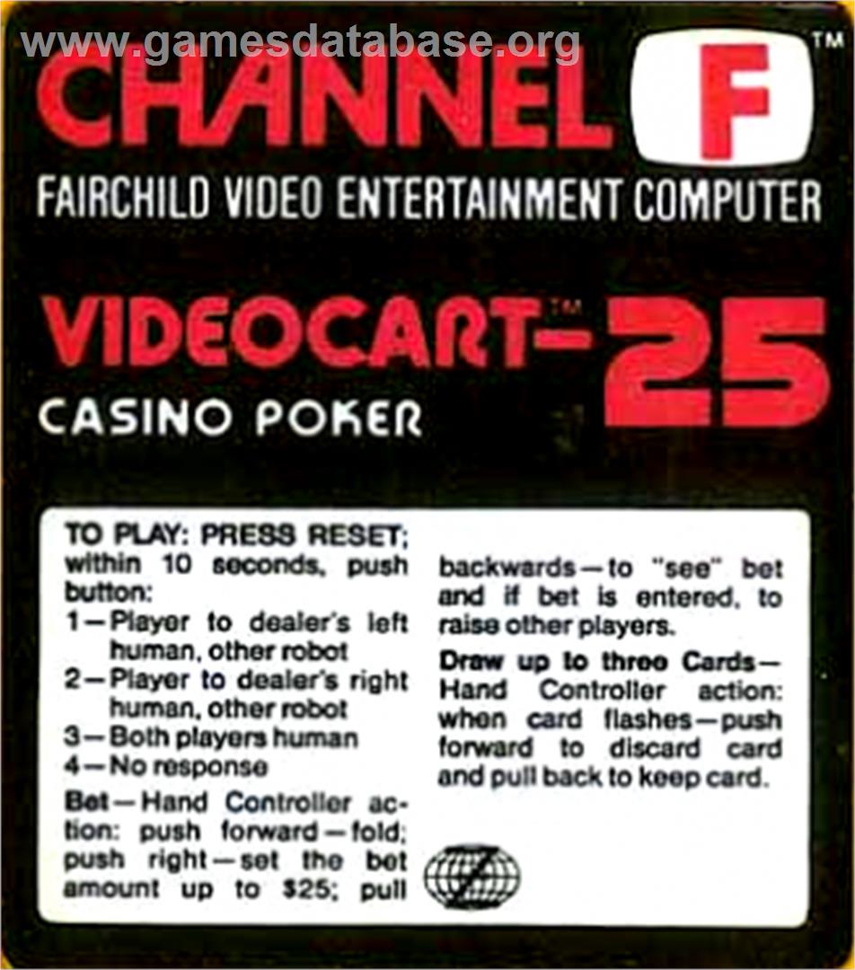 Videocart-25 - Casino Poker - Fairchild Channel F - Artwork - Cartridge Top