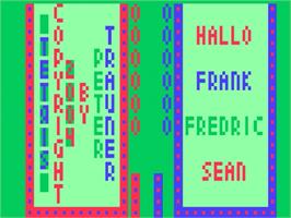 In game image of Tetris on the Fairchild Channel F.