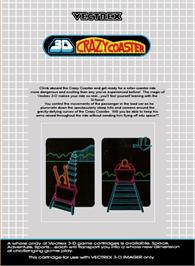Box back cover for 3D Crazy Coaster on the GCE Vectrex.