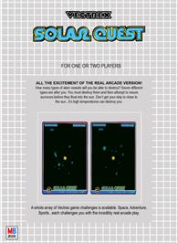 Box back cover for Solar Quest on the GCE Vectrex.