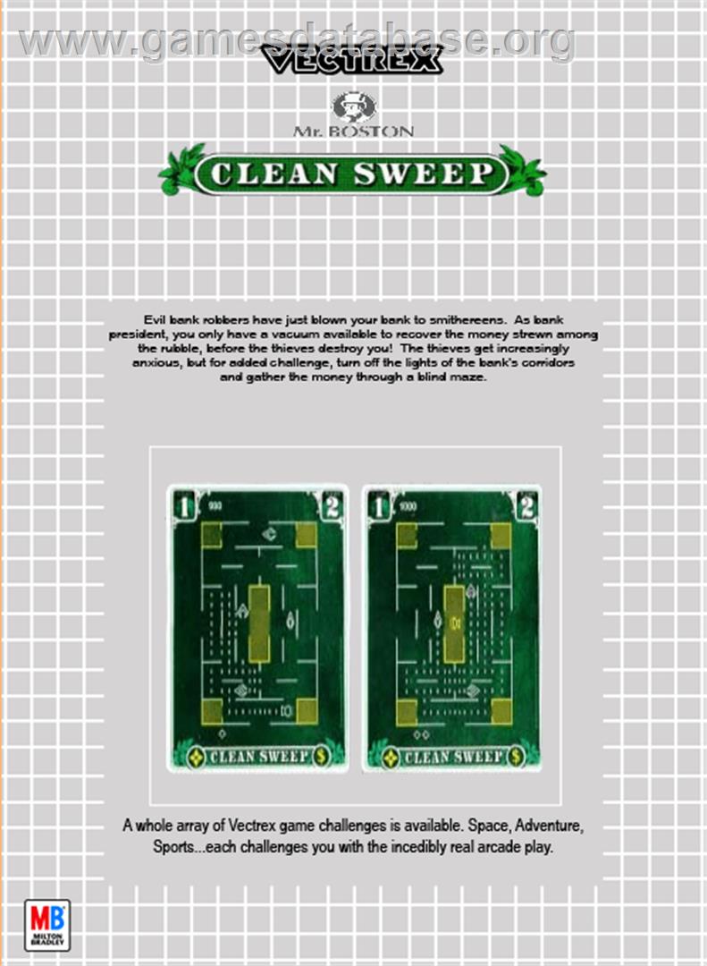 Clean Sweep: Mr. Boston Version - GCE Vectrex - Artwork - Box Back