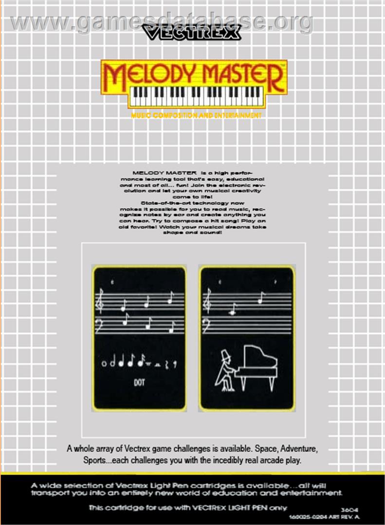 Melody Master - Music Composition And Entertainment - GCE Vectrex - Artwork - Box Back