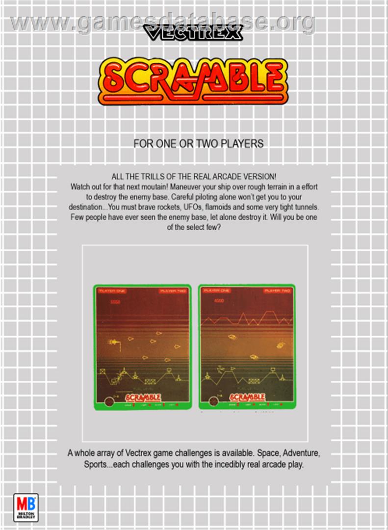 Scramble - GCE Vectrex - Artwork - Box Back