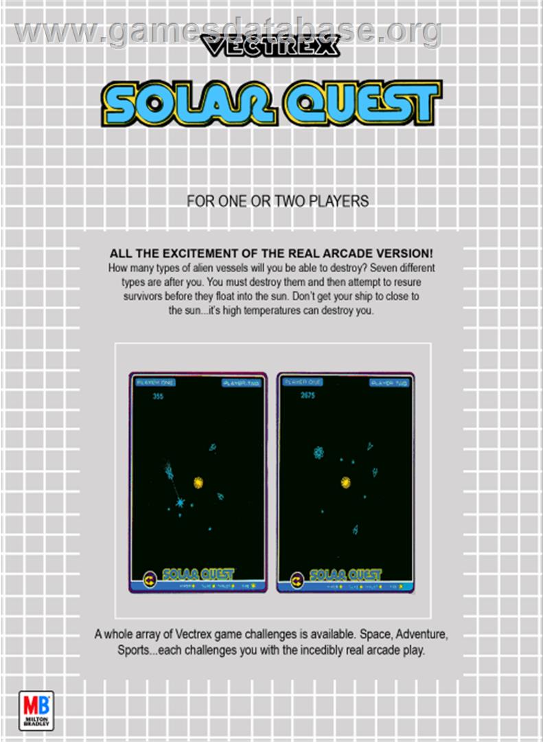 Solar Quest - GCE Vectrex - Artwork - Box Back