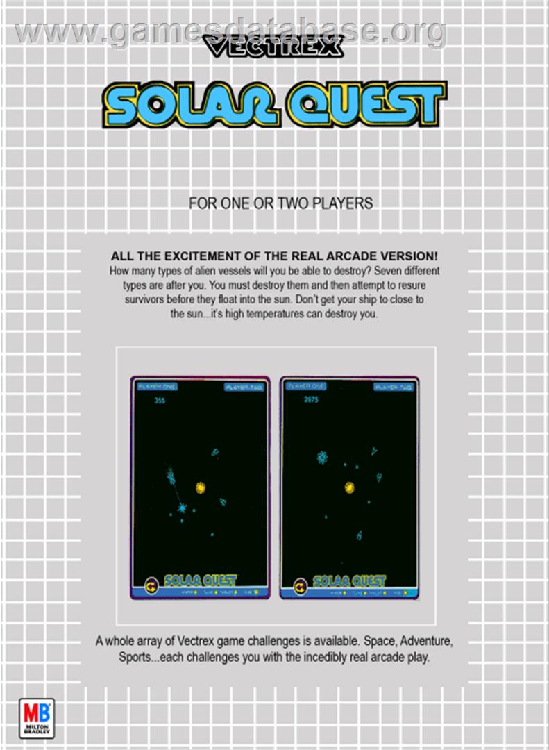 Solar Quest - GCE Vectrex - Artwork - Box Back