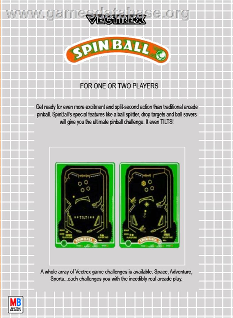 Spin Ball - GCE Vectrex - Artwork - Box Back