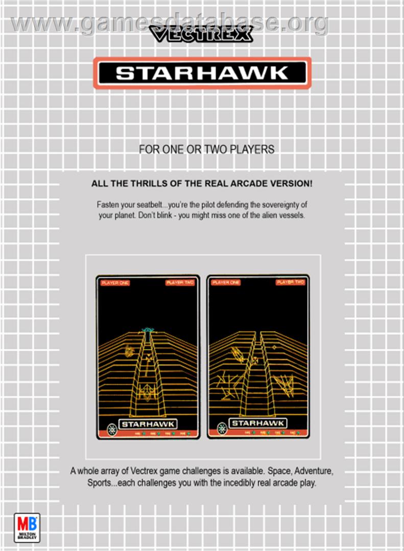 Starhawk - GCE Vectrex - Artwork - Box Back