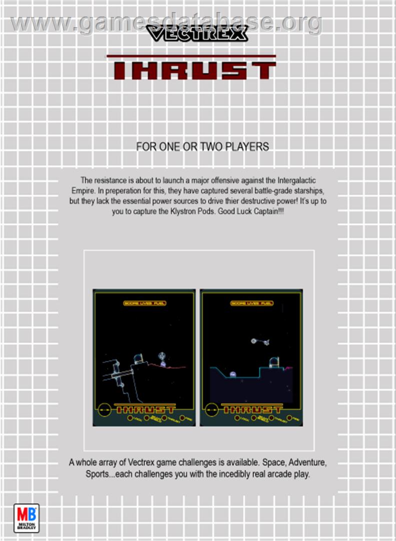 Thrust - GCE Vectrex - Artwork - Box Back