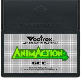 Cartridge artwork for AnimAction: Advanced Animation on the GCE Vectrex.