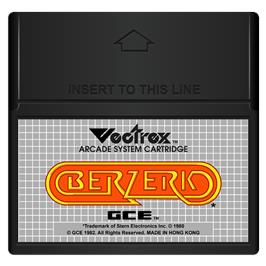 Cartridge artwork for Berzerk on the GCE Vectrex.