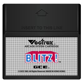 Cartridge artwork for Blitz! Action Football on the GCE Vectrex.