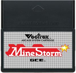 Cartridge artwork for Mine Storm on the GCE Vectrex.