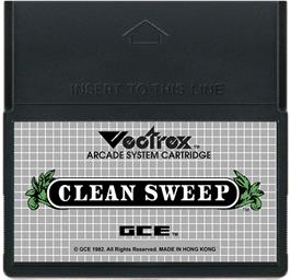 Cartridge artwork for Mr. Boston Clean Sweep on the GCE Vectrex.