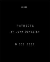 Title screen of Patriots on the GCE Vectrex.