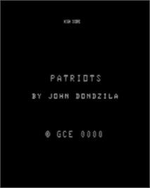 Title screen of Patriots on the GCE Vectrex.