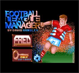 Title screen of Football League Manager on the MGT Sam Coupe.