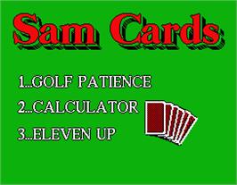 Title screen of Sam Cards on the MGT Sam Coupe.