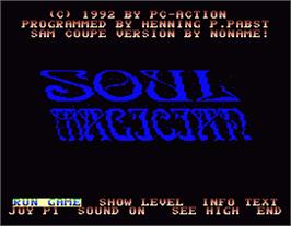 Title screen of Soulmagician on the MGT Sam Coupe.