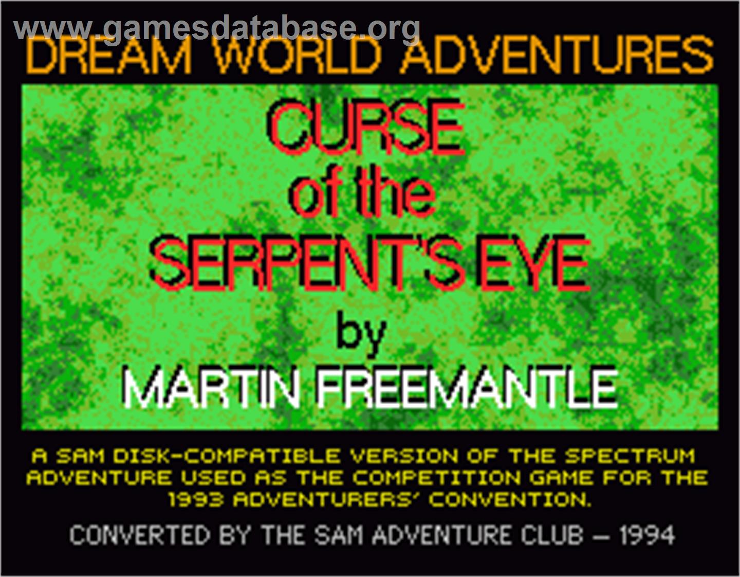 Curse of the Serpent's Eye - MGT Sam Coupe - Artwork - Title Screen