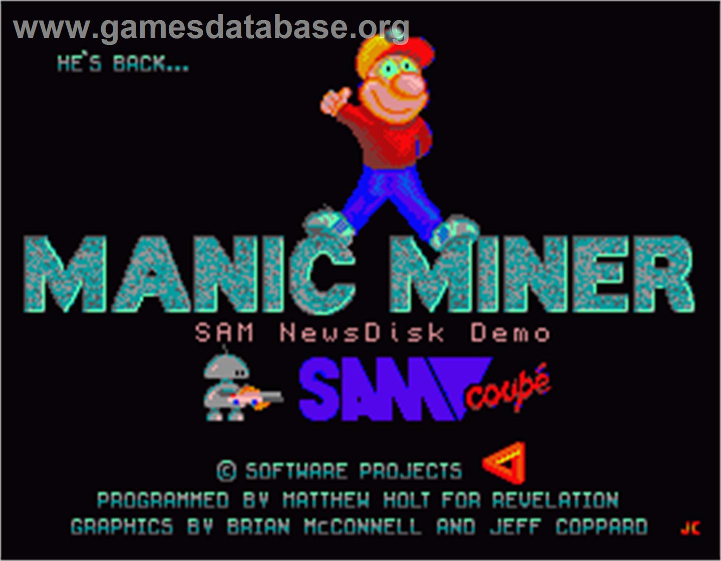 Manic Miner - MGT Sam Coupe - Artwork - Title Screen