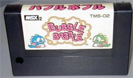 Cartridge artwork for Bubble Bobble on the MSX.