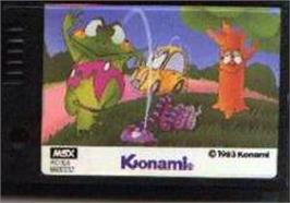 Cartridge artwork for Frogger on the MSX.