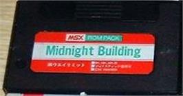 Cartridge artwork for Midnight Building on the MSX.