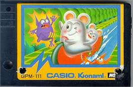 Cartridge artwork for Mopi Ranger on the MSX.
