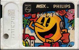 Cartridge artwork for Pac-man on the MSX.