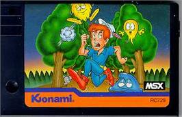 Cartridge artwork for Pippols on the MSX.