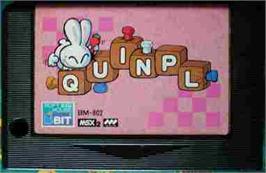 Cartridge artwork for Quinpl on the MSX.