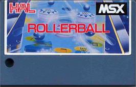 Cartridge artwork for Roller Ball on the MSX.