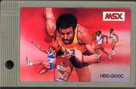 Cartridge artwork for Track & Field on the MSX.