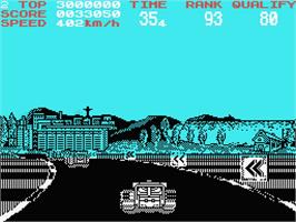 In game image of Continental Circus on the MSX.