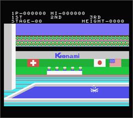 In game image of Hyper Sports on the MSX.