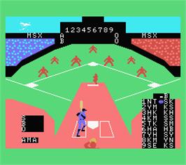 In game image of Msx Baseball on the MSX.