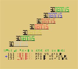 Title screen of 3d Tennis on the MSX.