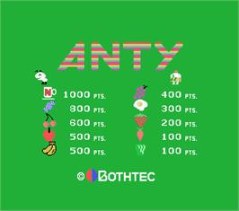 Title screen of Anty on the MSX.