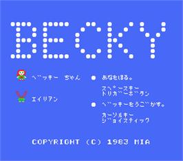 Title screen of Becky on the MSX.