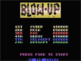 Title screen of Blow Up on the MSX.