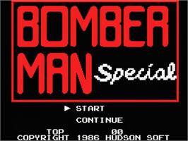 Title screen of Bomber Man Special on the MSX.