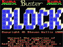 Title screen of Buster Block on the MSX.