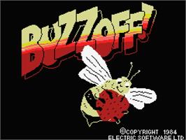 Title screen of Buzz Off! on the MSX.