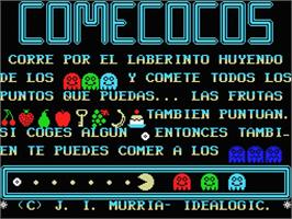 Title screen of Comecocos on the MSX.