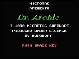 Title screen of Dr. Archie on the MSX.