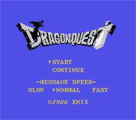 Title screen of Dragon Quest on the MSX.