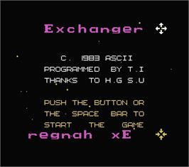 Title screen of Exchanger on the MSX.